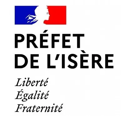 Logo officiel du Préfet de l'Isère avec Marianne et drapeau français.